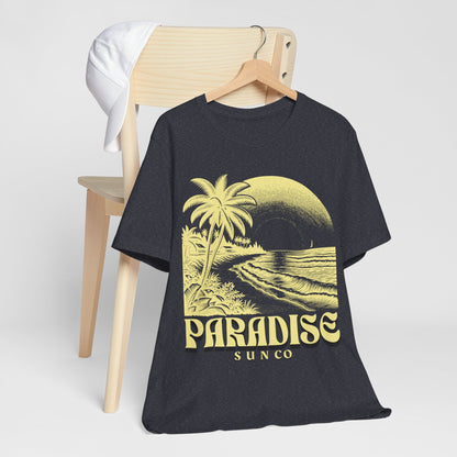Paradise Sun co Shirt, Vintage Style Palm Trees Ocean Beach Lightweight Cotton Bella+Canvas T-shirt