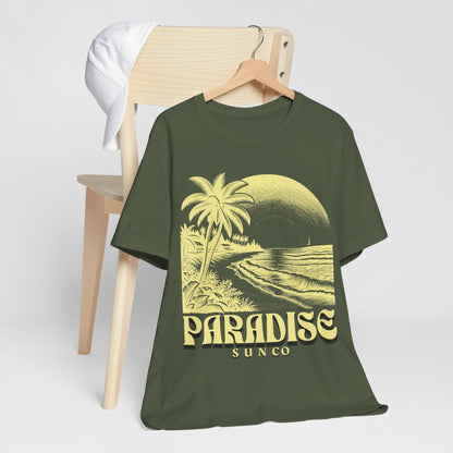 Paradise Sun co Shirt, Vintage Style Palm Trees Ocean Beach Lightweight Cotton Bella+Canvas T-shirt