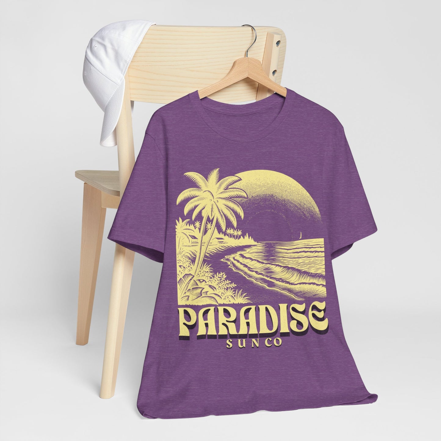 Paradise Sun co Shirt, Vintage Style Palm Trees Ocean Beach Lightweight Cotton Bella+Canvas T-shirt