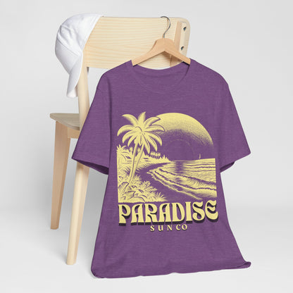 Paradise Sun co Shirt, Vintage Style Palm Trees Ocean Beach Lightweight Cotton Bella+Canvas T-shirt