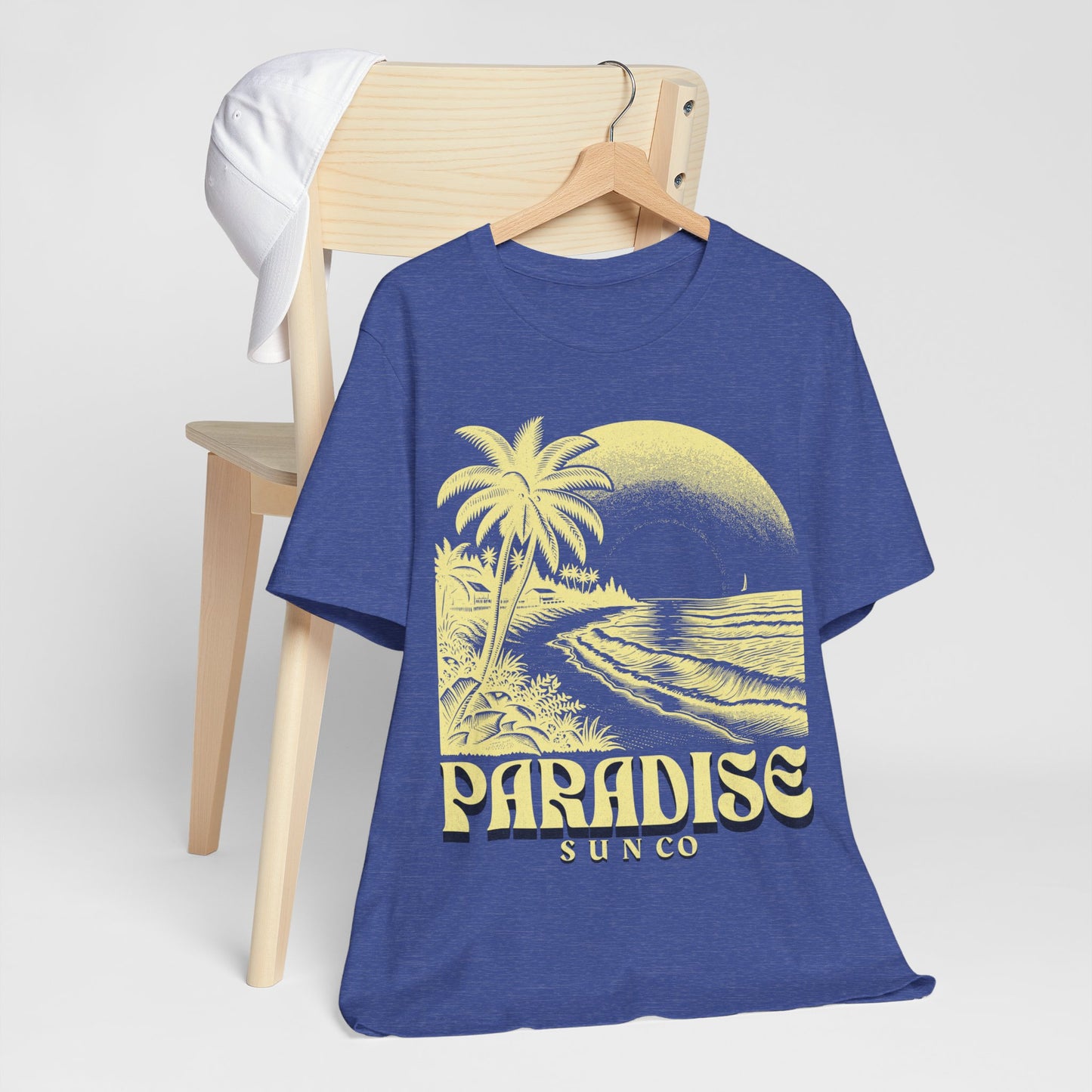 Paradise Sun co Shirt, Vintage Style Palm Trees Ocean Beach Lightweight Cotton Bella+Canvas T-shirt