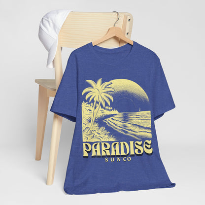 Paradise Sun co Shirt, Vintage Style Palm Trees Ocean Beach Lightweight Cotton Bella+Canvas T-shirt